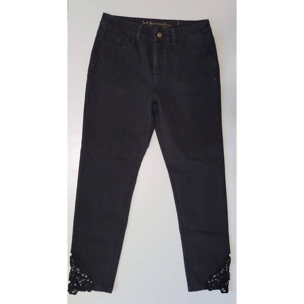 Soft Surroundings Black Crochet Lace Ankle Jeans
